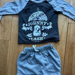Sun Records Company Johnny Cash Vintage Raglan Tshirt Grey Shorts 12 Months Baby